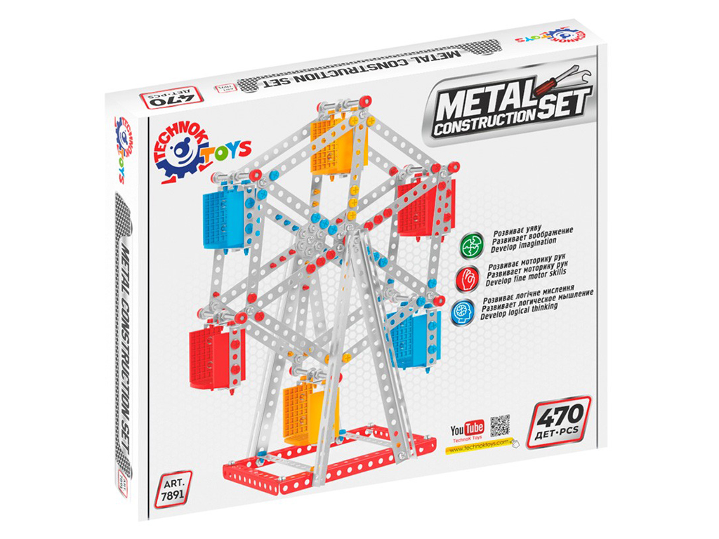 Конструктор металлический Обзорное колесо Construction Set, 30 см, 470 деталей, Технок