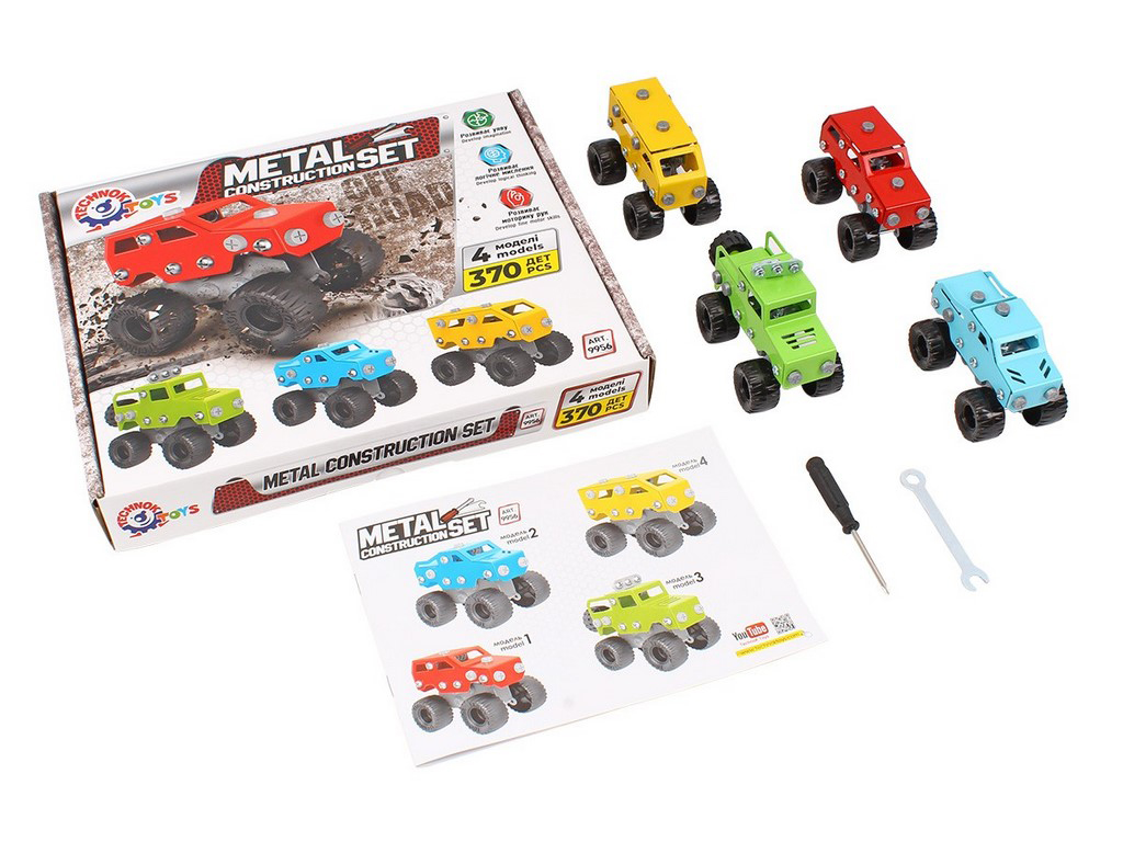 Конструктор металлический машинки Construction Set, 370 деталей, Технок
