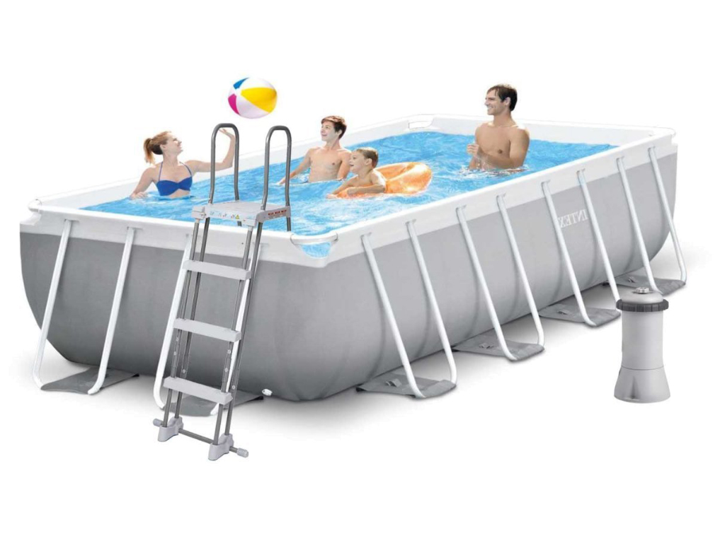 Басейн каркасний Intex 26790, прямокутний, 400×200×122см, 8418л, колір сірий