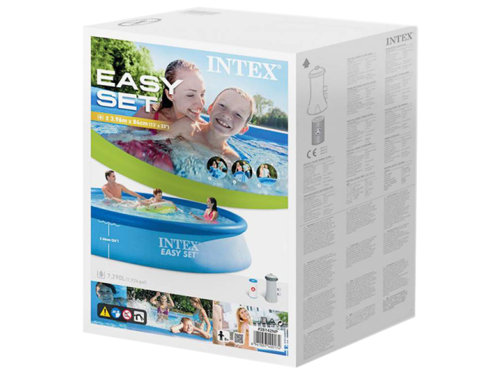 Басейн надувний Intex 28142 Easy Set, 396×84см, з насосом, круглий, 7260л, колір блакитний
