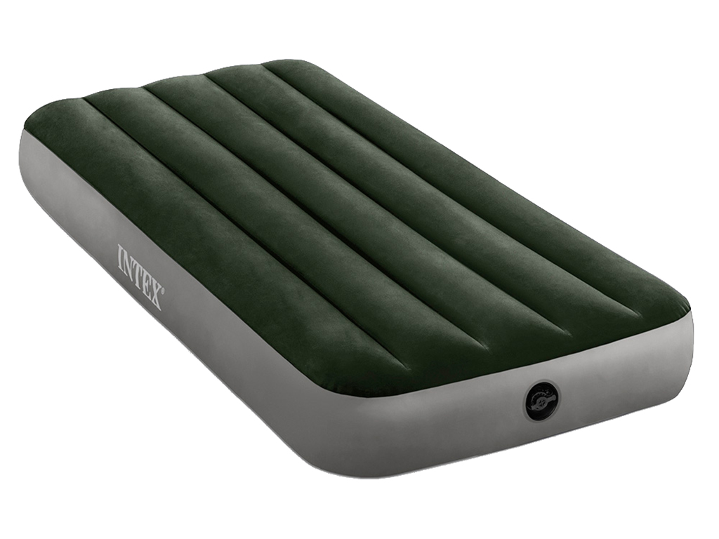 Надувной матрас Intex 64106, ПВХ с велюровым покрытием, 191×76×25см, цвет зеленый