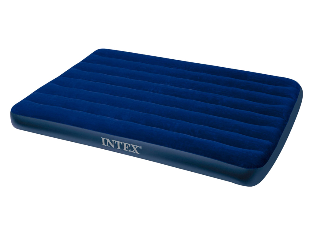 Надувной матрас Intex 64758, ПВХ с велюровым покрытием, 191×137×25см, цвет синий
