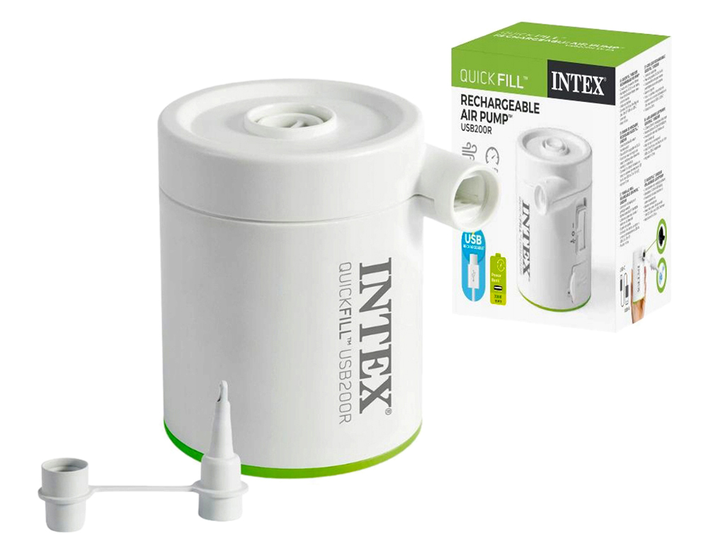 Насос акумуляторний Intex 66637, usb, пластик, 11×11×8см, колір білий