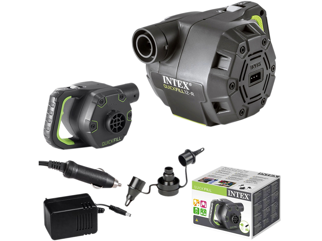 Насос аккумуляторный Intex 66642,220/12V, 600 л/мин, с насадками и адаптерами, пластик, цвет черный