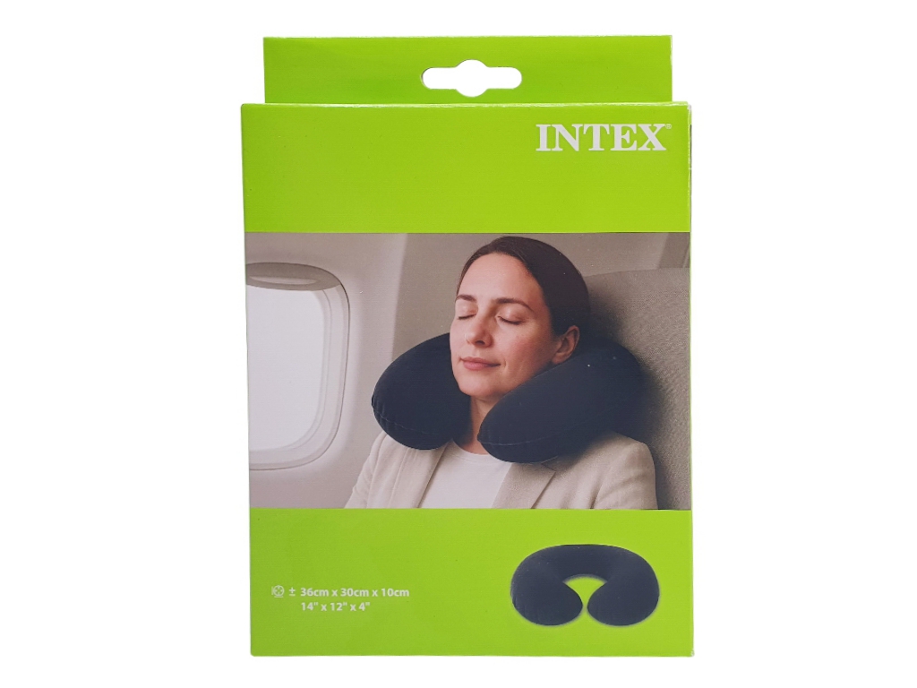 Подушка надувная Intex 68675, флокированная, 36×30×10см, цвет темно-серый