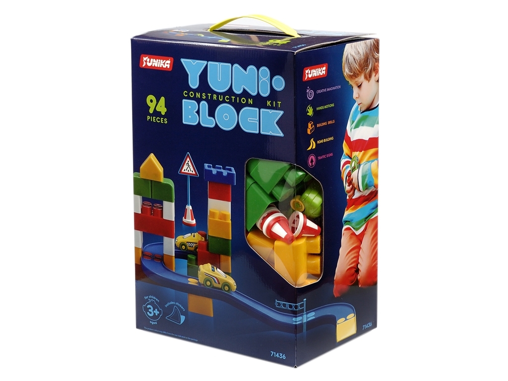 Конструктор детский Yuni-Block, 94 детали, блоки с элементами дороги, Юника