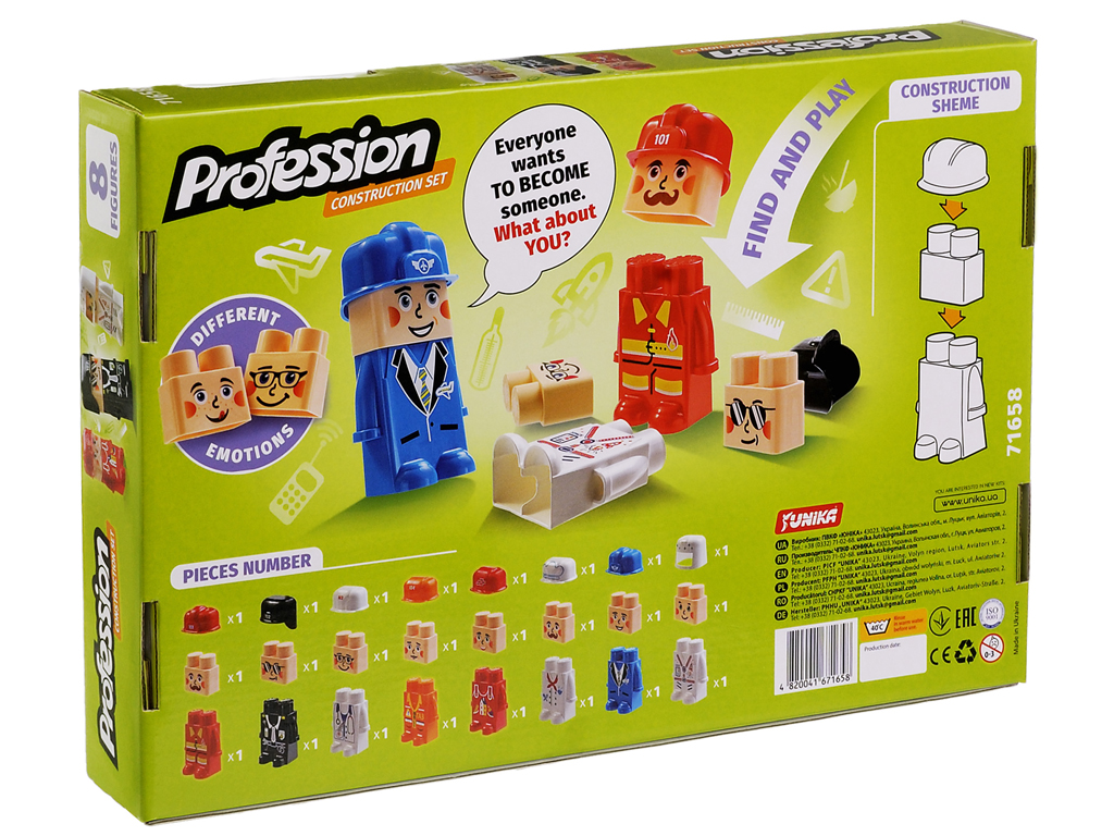 Конструктор пластиковий Profession 8 фігур, 24 деталі, Юніка