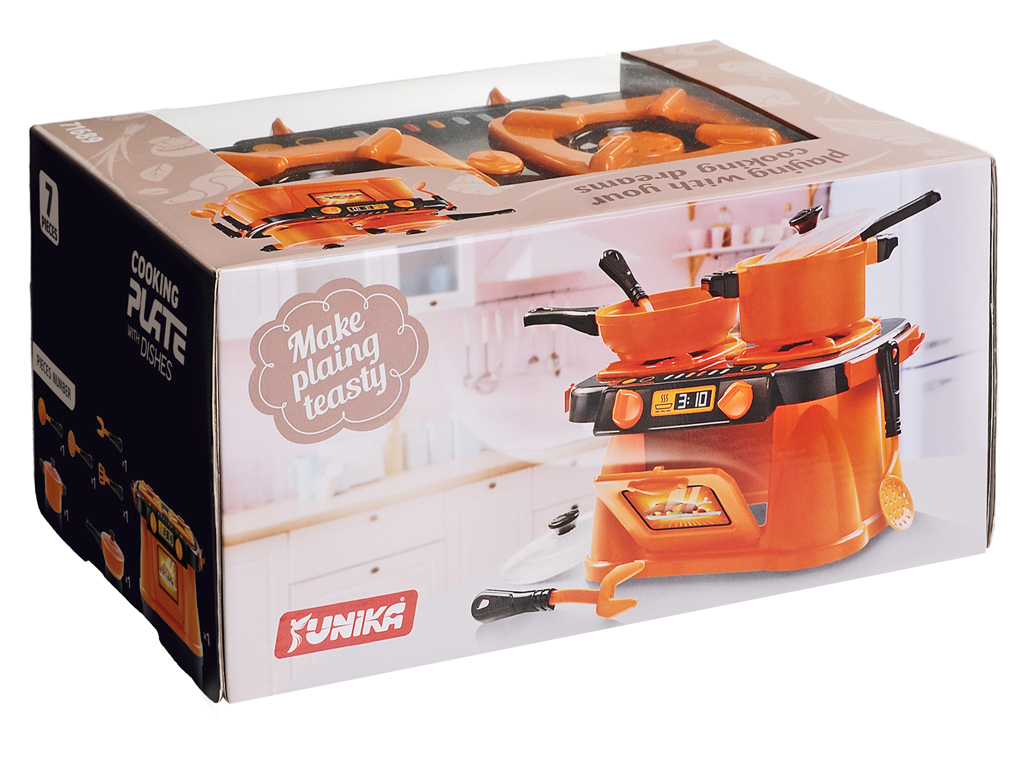 Набір посуду помаранчевий Cooking Plate with Dishes 7 предметів в коробці. Юніка
