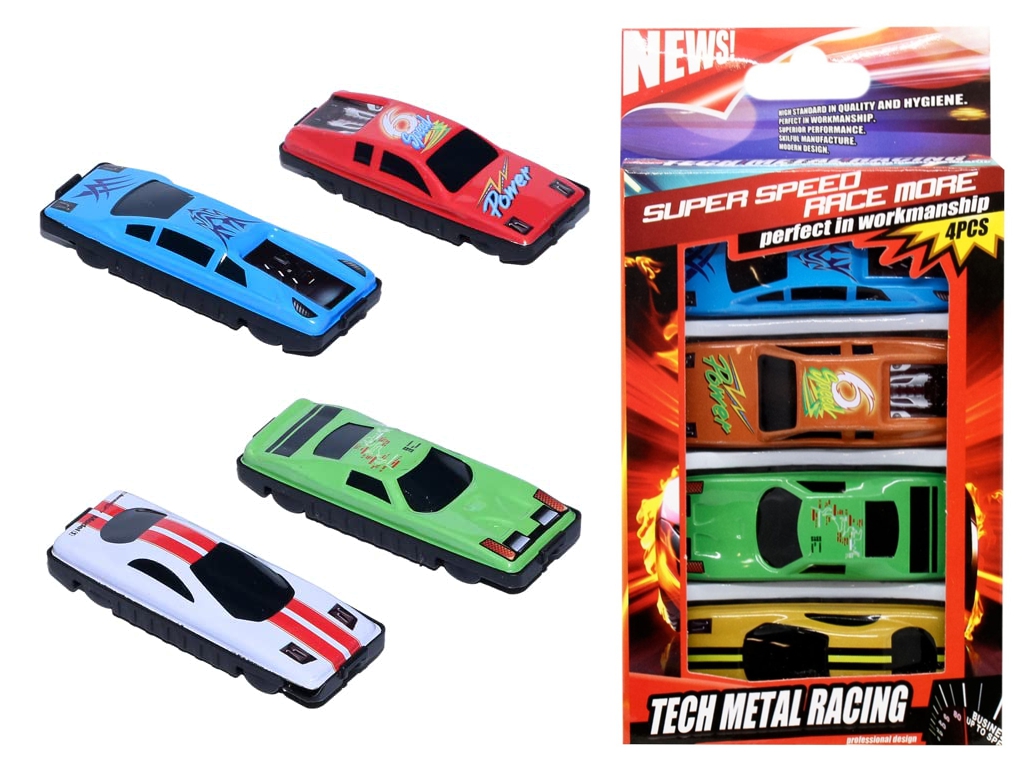 Іграшковий набір машинок Tech Metal Racing, 4 шт, металеві машинки, мікс видів, BT-040-4