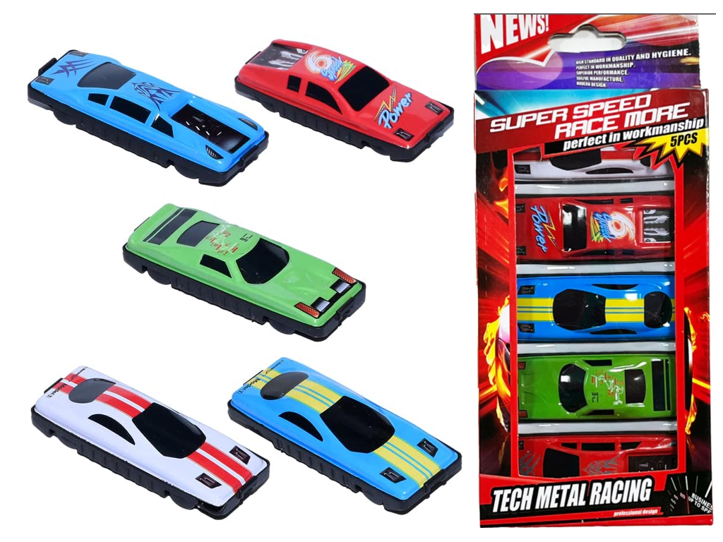 Набір іграшкових машинок Tech Metal Racing, 5 шт, металеві машинки, BT-040-5