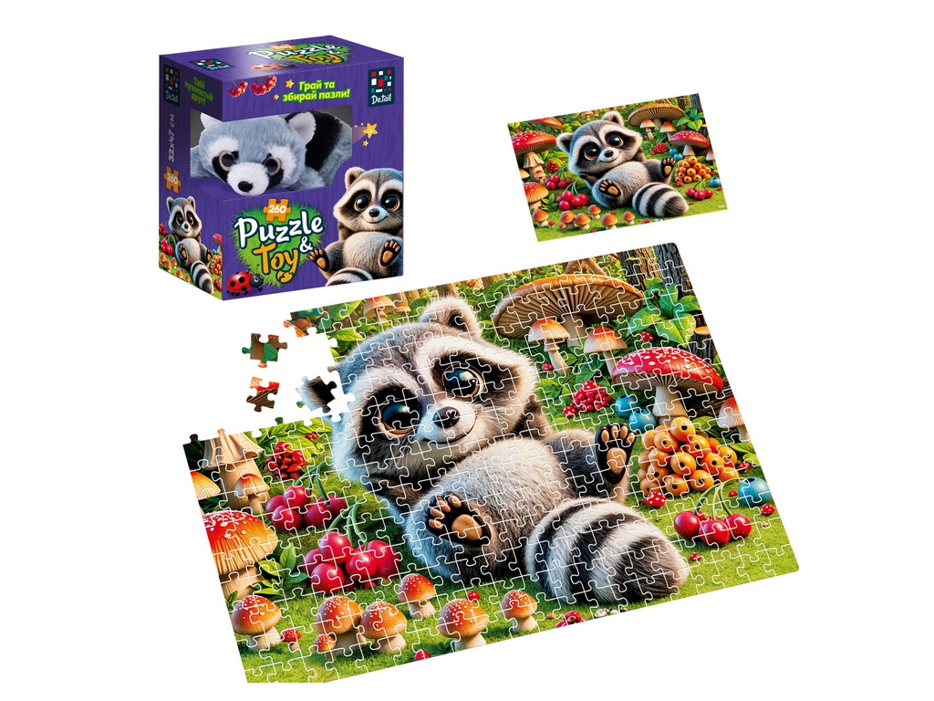 Пазлы Енотик, 260 деталей, мягкая игрушка в комплекте DT200-09