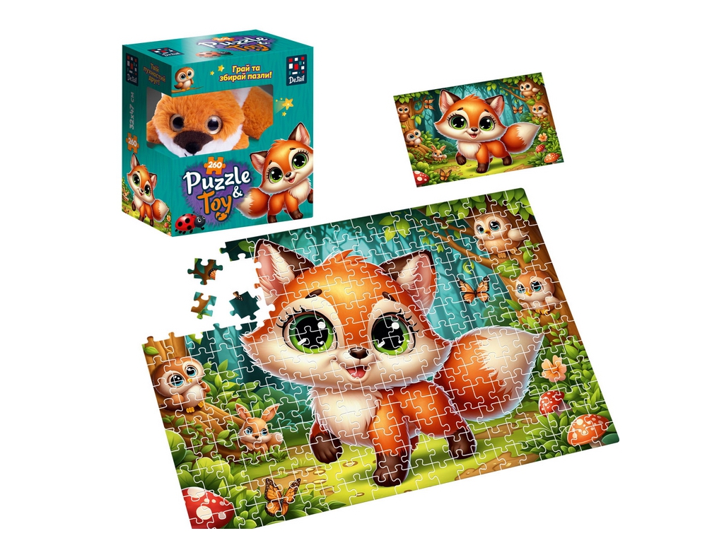 Пазлы Лисенка, 260 деталей, мягкая игрушка в комплекте DT200-12