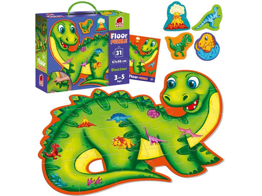 Пазл підлоговий Dinosaurs 324698, 31 елемент, 30 см, 3 мініпазли, Roter Kafer