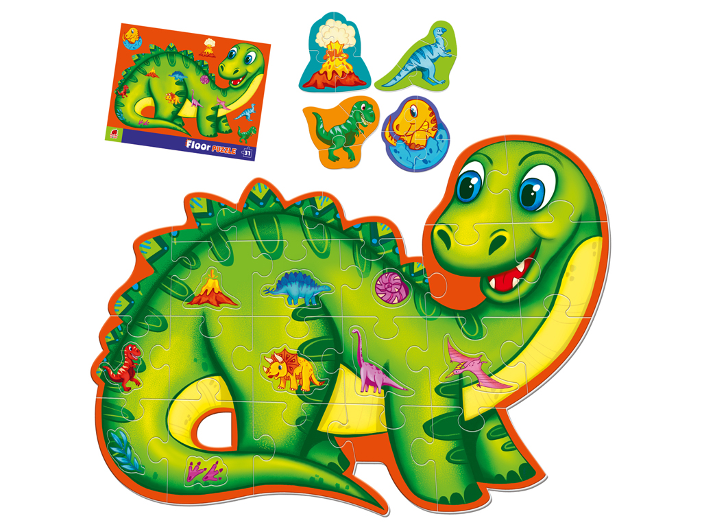 Пазл підлоговий Dinosaurs 324698, 31 елемент, 30 см, 3 мініпазли, Roter Kafer
