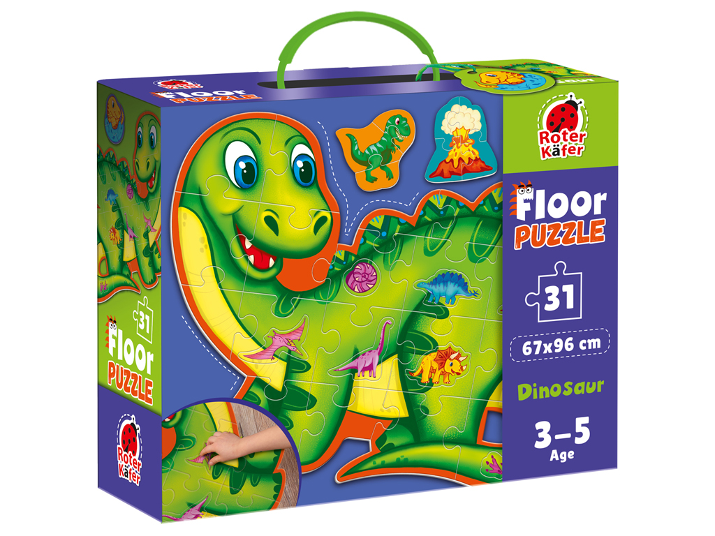 Пазл підлоговий Dinosaurs 324698, 31 елемент, 30 см, 3 мініпазли, Roter Kafer