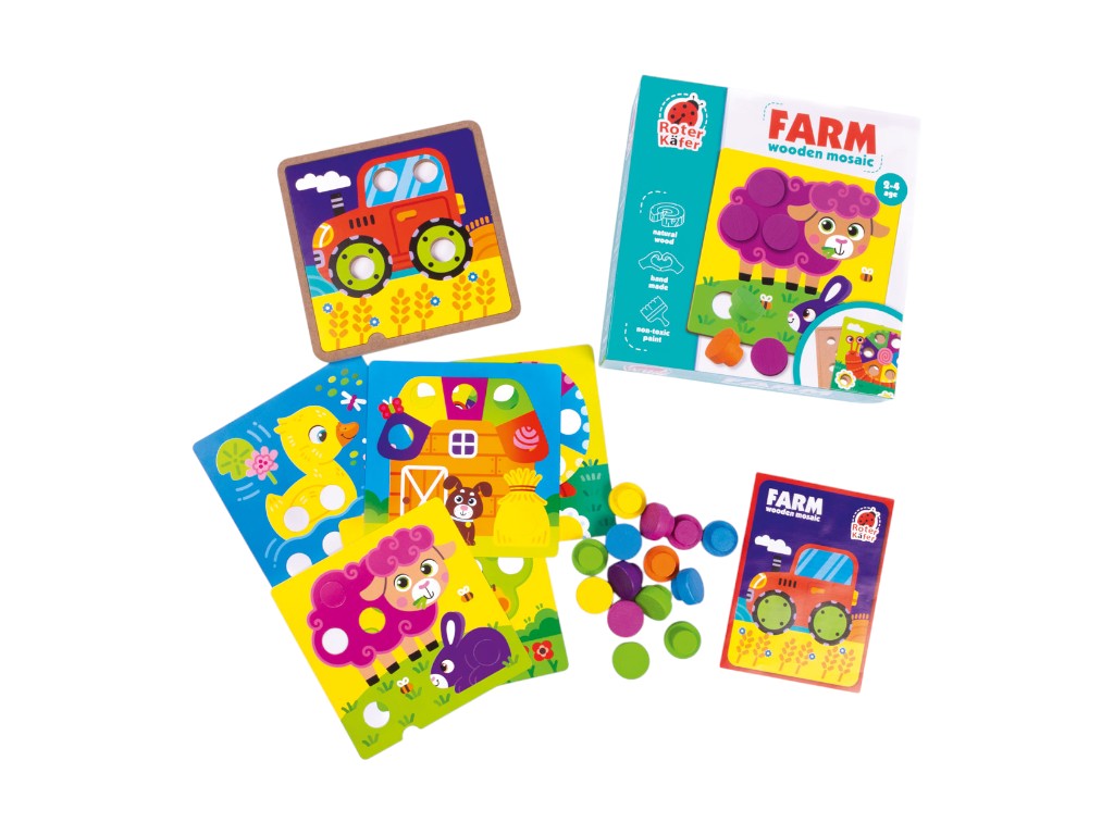 Развивающая игра деревянная мозаика Ферма 22×22 см, Roter Kafer