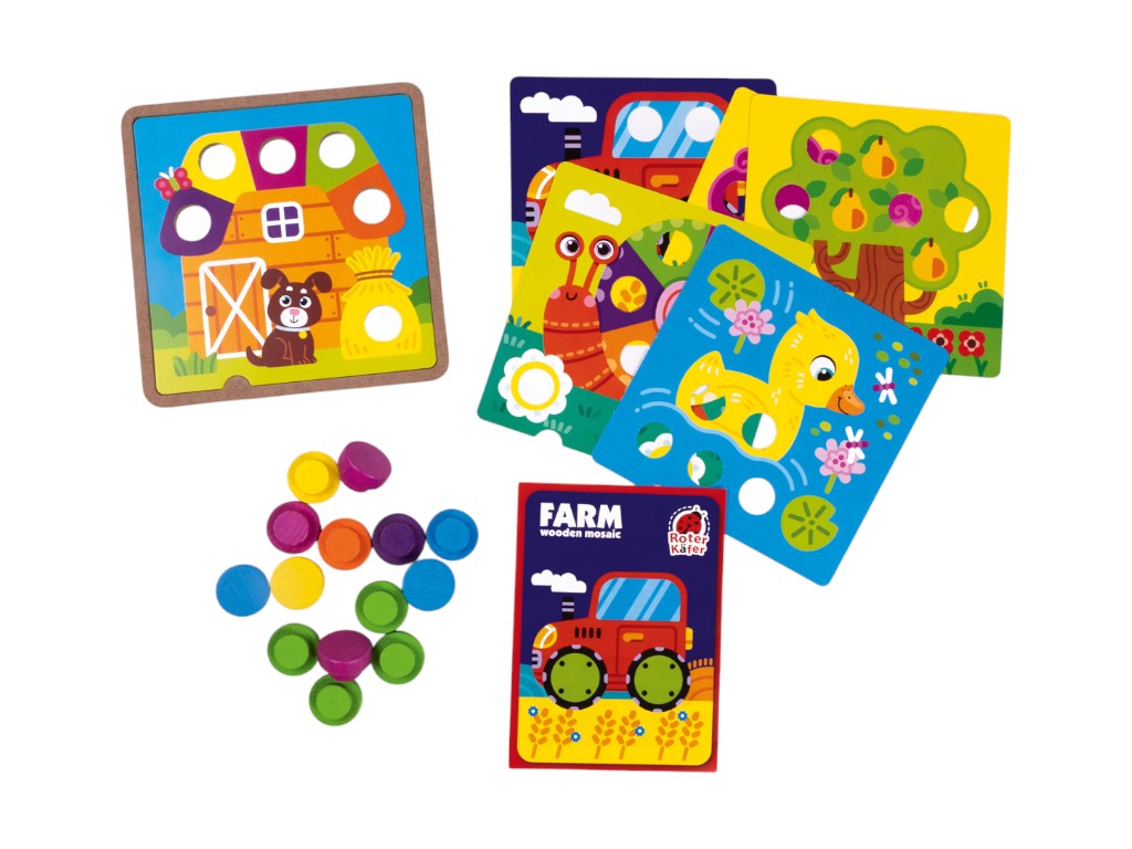 Развивающая игра деревянная мозаика Ферма 22×22 см, Roter Kafer