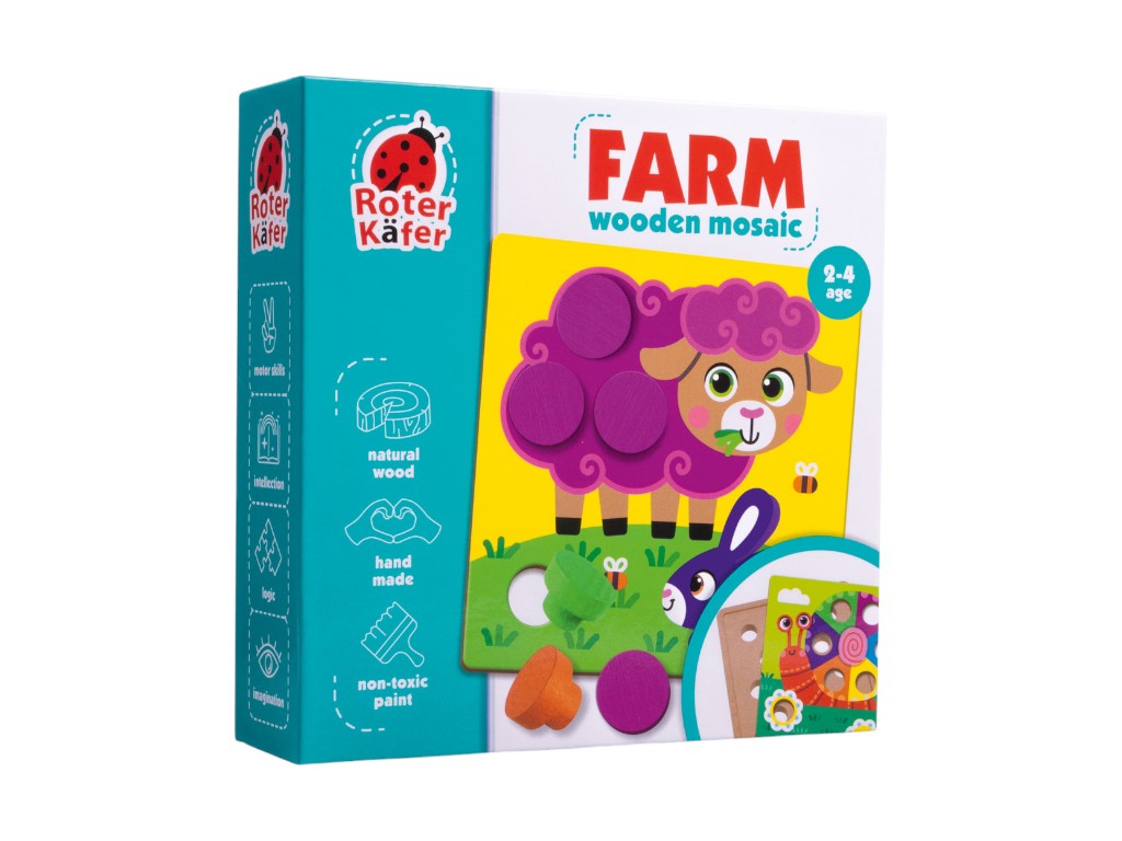 Развивающая игра деревянная мозаика Ферма 22×22 см, Roter Kafer