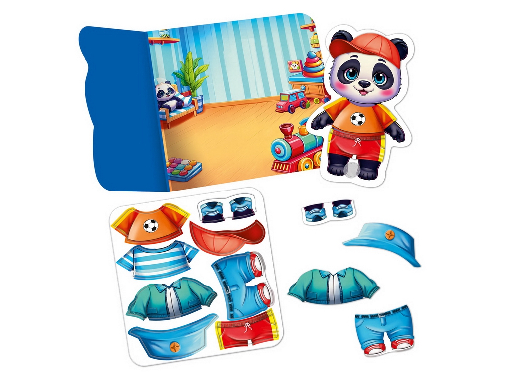 Гра з липучками Панда, Vladi Toys, набір одягу та фон для перевдягання