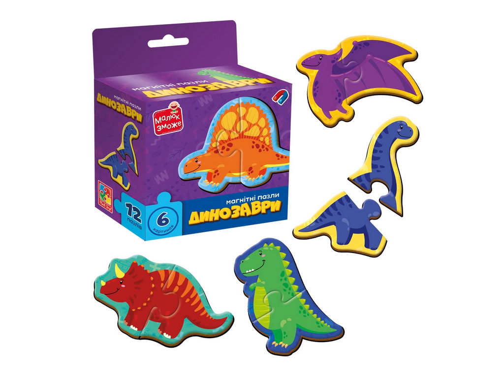 Игра развивающая магнитные пазлы Динозавры, Vladi Toys, VT1733-01