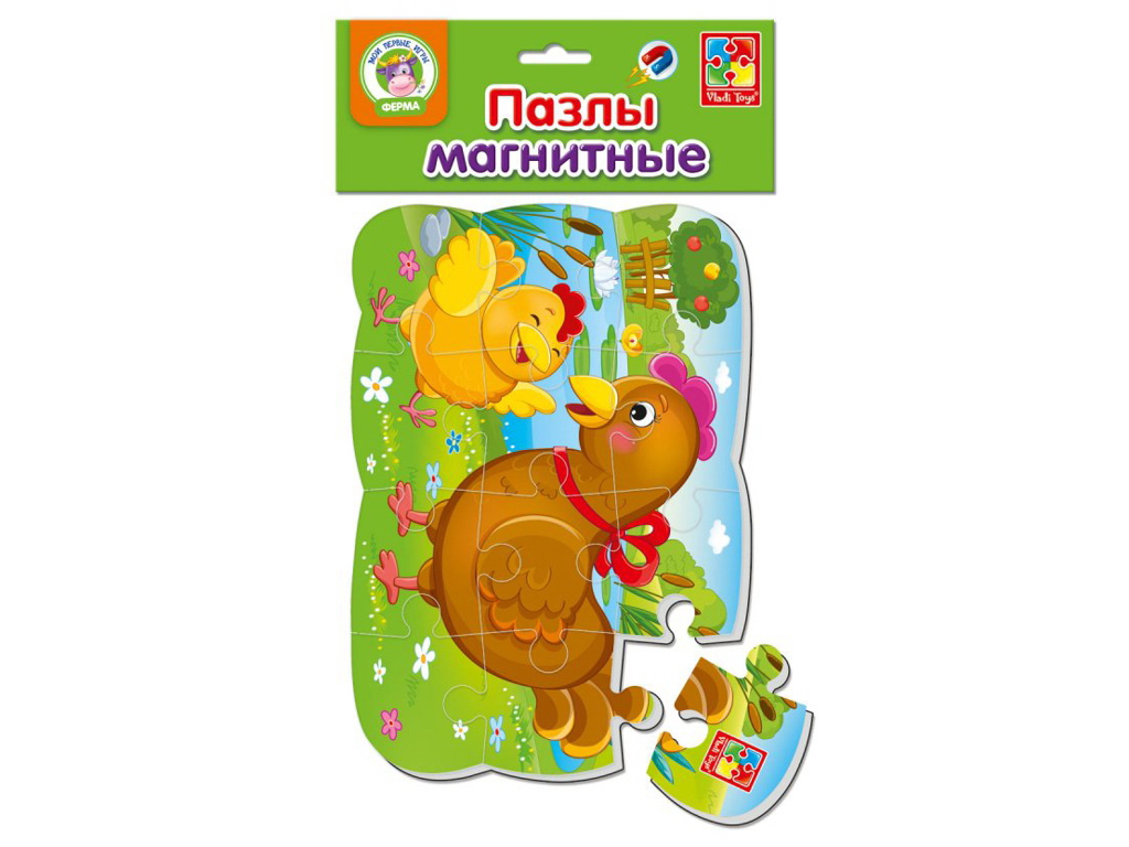 Пазлы на магните А5 Курочка и цыпленок, Vladi Toys