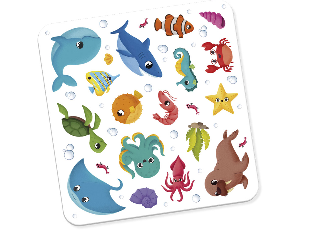 Книга с мягкими наклейками "Морские жители", наклейки 17+, 3+, Vladi Toys