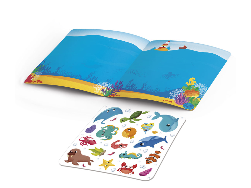 Книга с мягкими наклейками "Морские жители", наклейки 17+, 3+, Vladi Toys