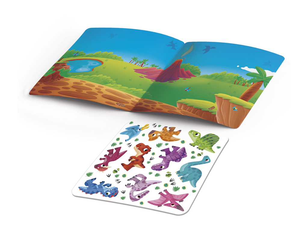 Книга с мягкими наклейками "Динозавры", наклейки 10+, 3+, Vladi Toys