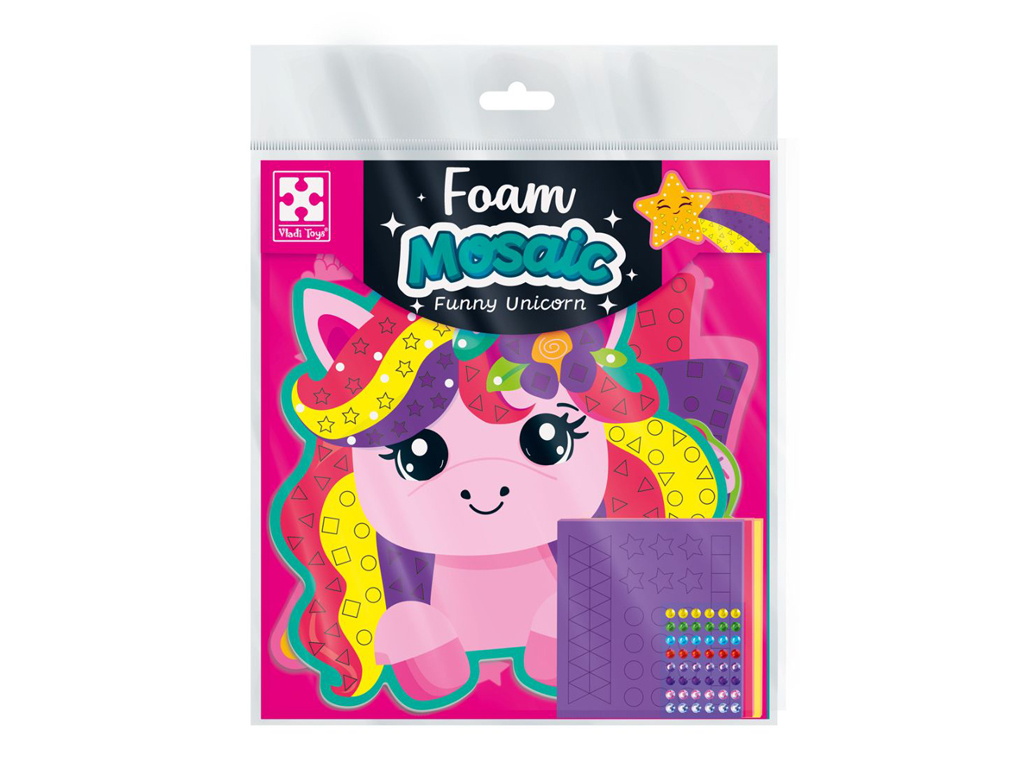 Набор для творчества с мягкой мозаикой и стразами Веселый Единорог, Vladi Toys