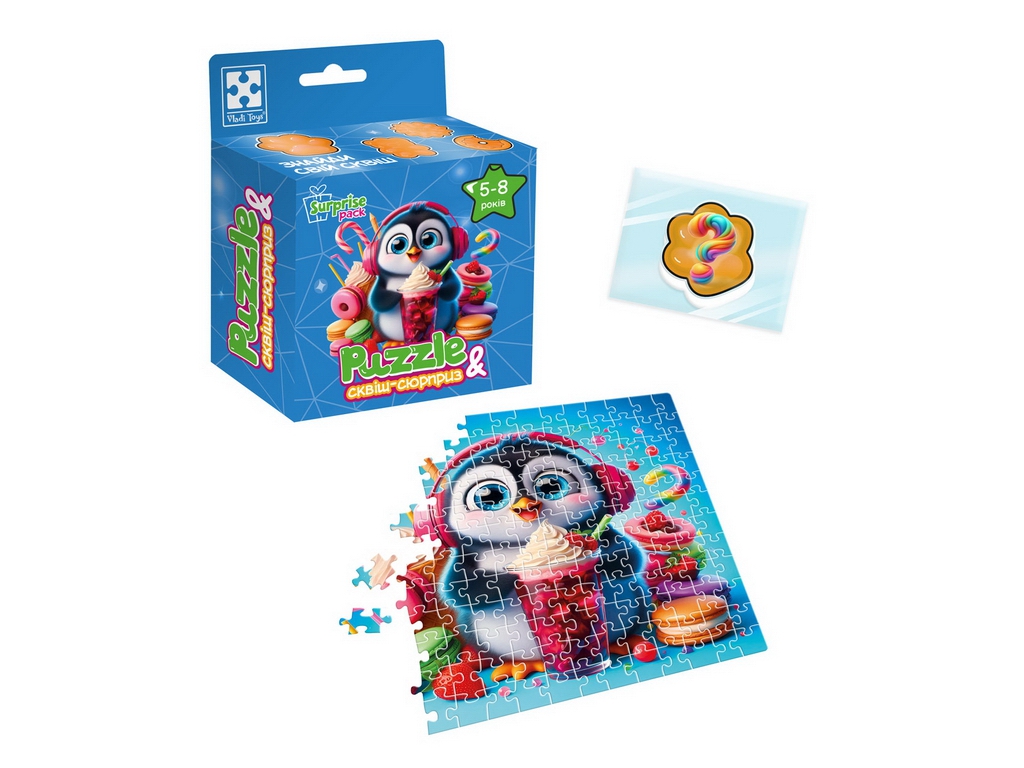 Игра развивающая пазлы и сквиш-сюрприз Пингвинчик, Vladi Toys VT8030-06