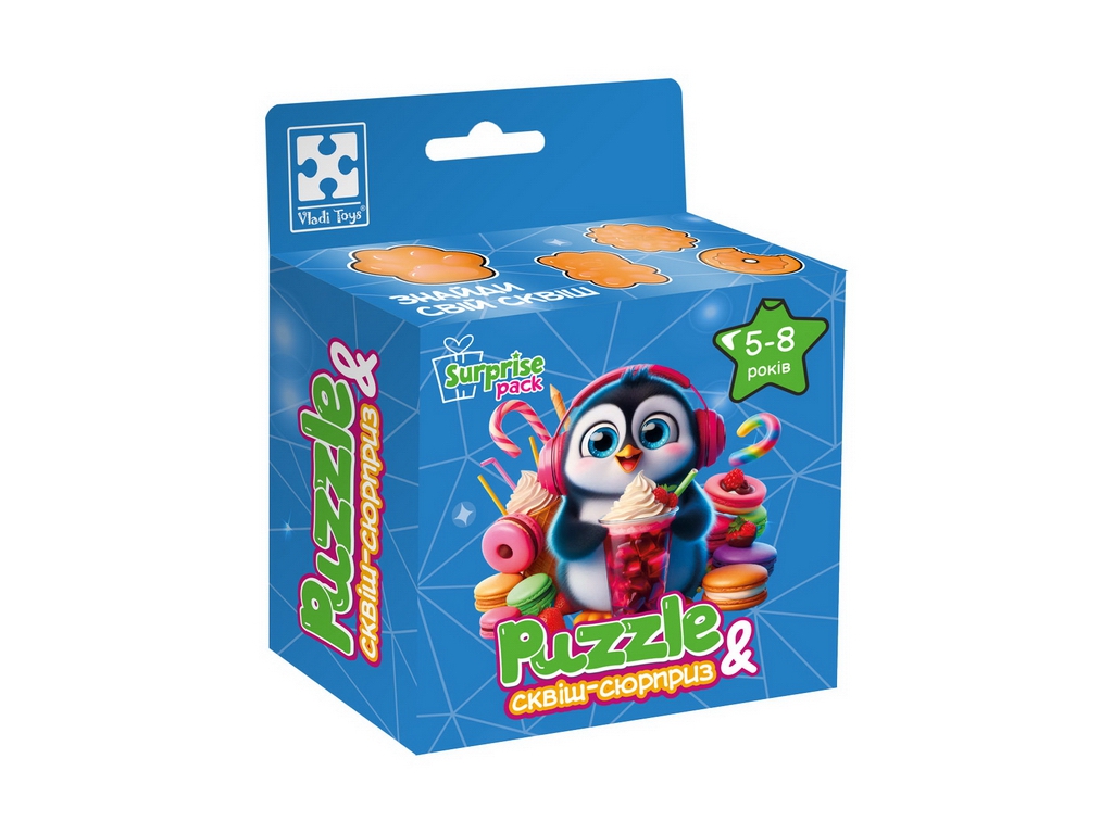 Игра развивающая пазлы и сквиш-сюрприз Пингвинчик, Vladi Toys VT8030-06
