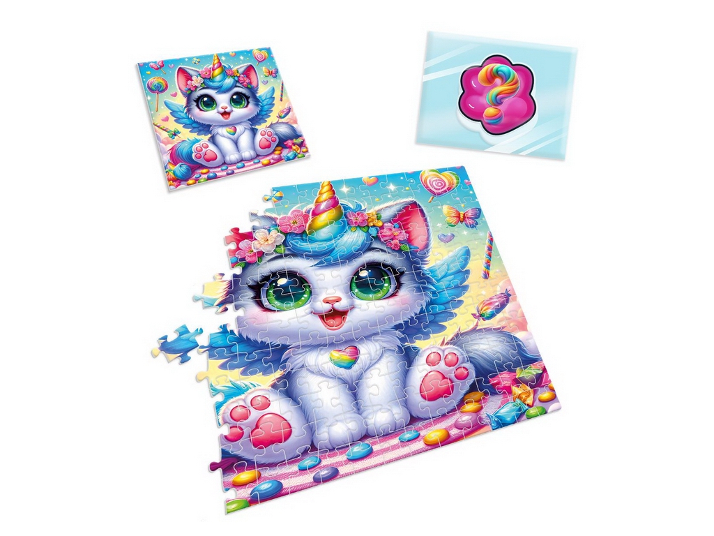 Игра развивающая пазлы и сквиш-сюрприз Котик однорожка, Vladi Toys VT8030-07