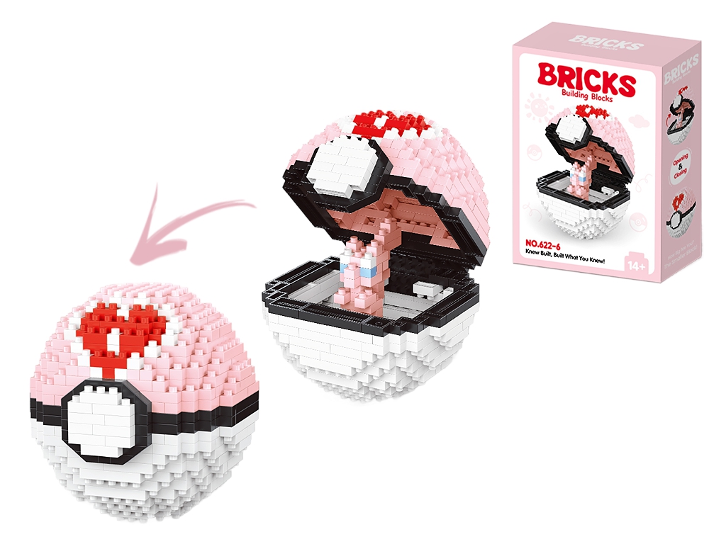 Конструктор ракушка розовая Bricks, 10 см, открывается, сборная модель