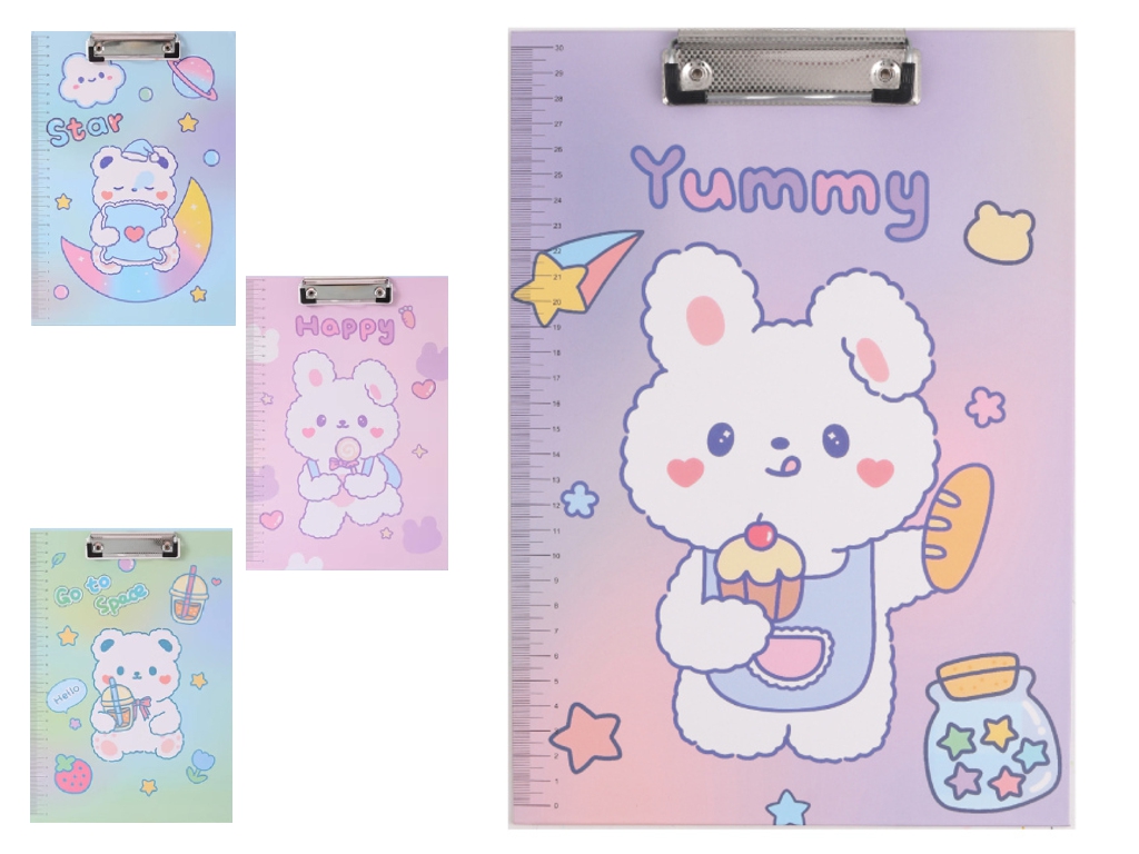 Планшет A4 Yummy Bear AL7331, 3 мм, з притискачем, мікс видів