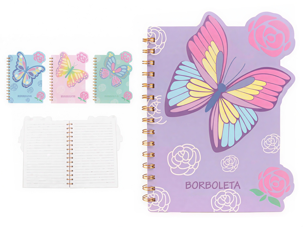 Мини-блокнот A6 на спирали Butterfly, в линию, 60 листов, микс видов