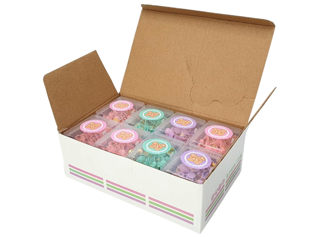 Кнопки канцелярские Macaron D-5, пастельные цвета, микс видов (цена за набор)
