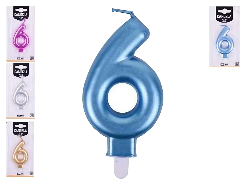 Свічка цифра 6, 9 см, для торта, святкова, мікс видів (ціна за 1шт)