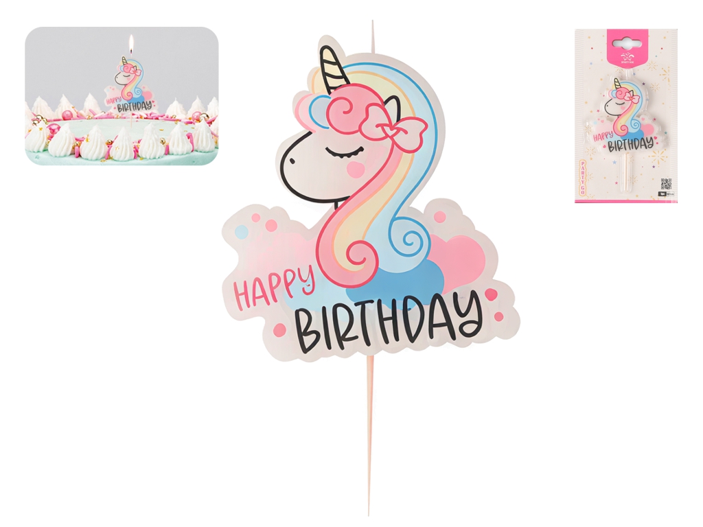 Свеча для торта Единорог Happy Birthday, 13,5см