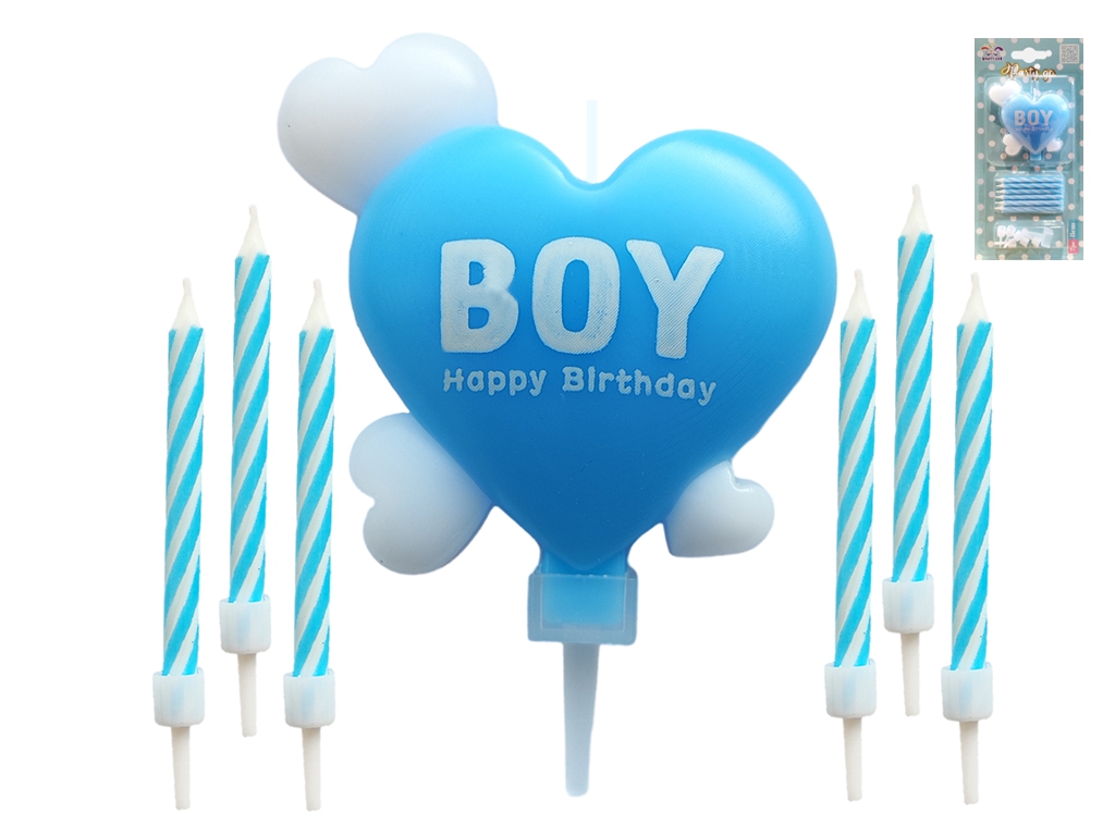 Набор свечей для торта "BOY Happy Birthday", 7 шт