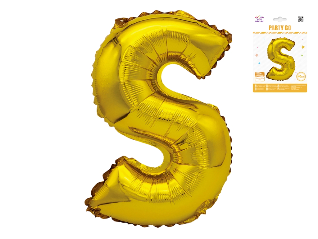 Куля фольгована літера S Party Go, 40 см, золота