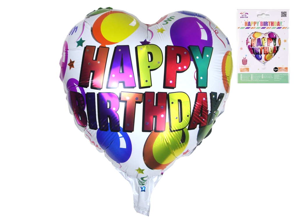 Кулька фольгована кругла Happy Birthday, 45 см