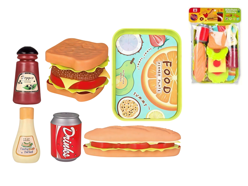 Игрушечный набор продуктов Kitchen Delicacy бургер-сет 28 см, аксессуары для игры