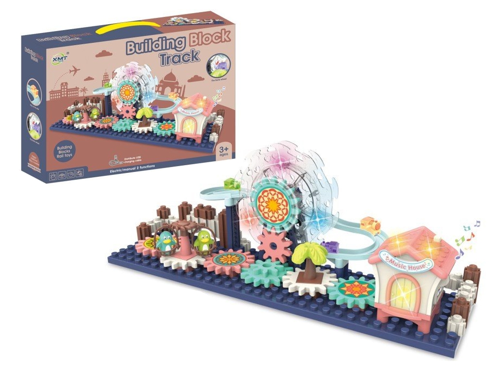 Конструктор електричний Building Block Track 35 см, світло і звук, колесо огляду