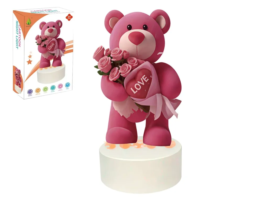 Ночник светодиодный мишка Strawberry Bear, 22,5 см, светящийся, USB питание