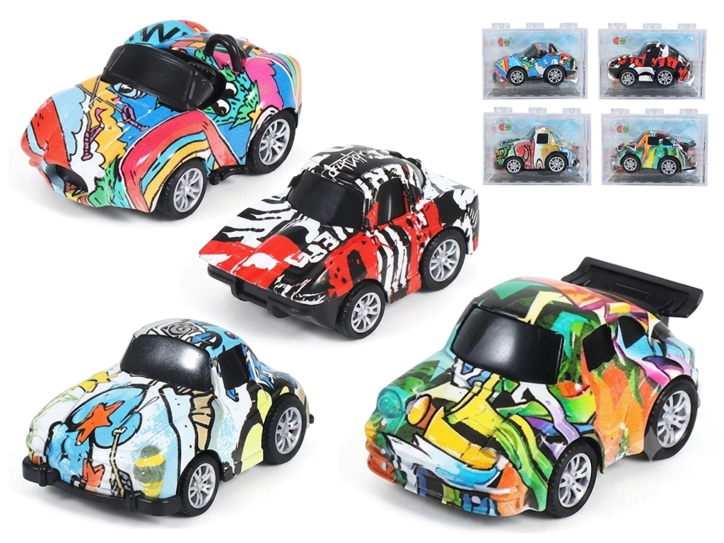 Инерционная машинка Alloy Model, 6,6 см, в пластиковом блоке, 4 вида (цена за 1шт)