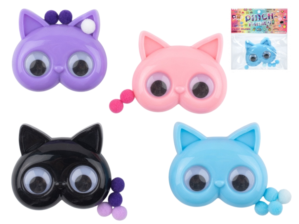 Антистресс игрушка кошка, 6 см, мягкая текстура и глаза, 4 вида (цена за 1шт)