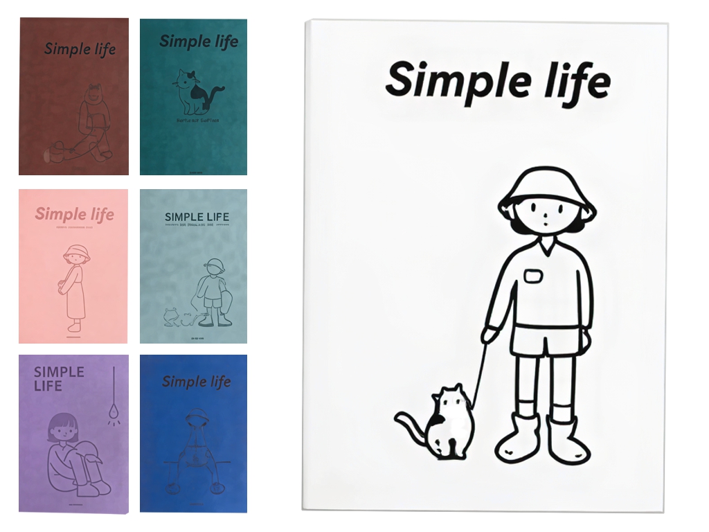Блокнот A5 Simple life с кожаной обложкой и принтом, 96 листов