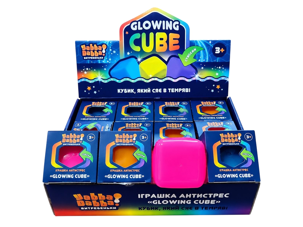 Игрушка-антистресс Сквиш Glowing Cube, флуоресцентный, микс цветов