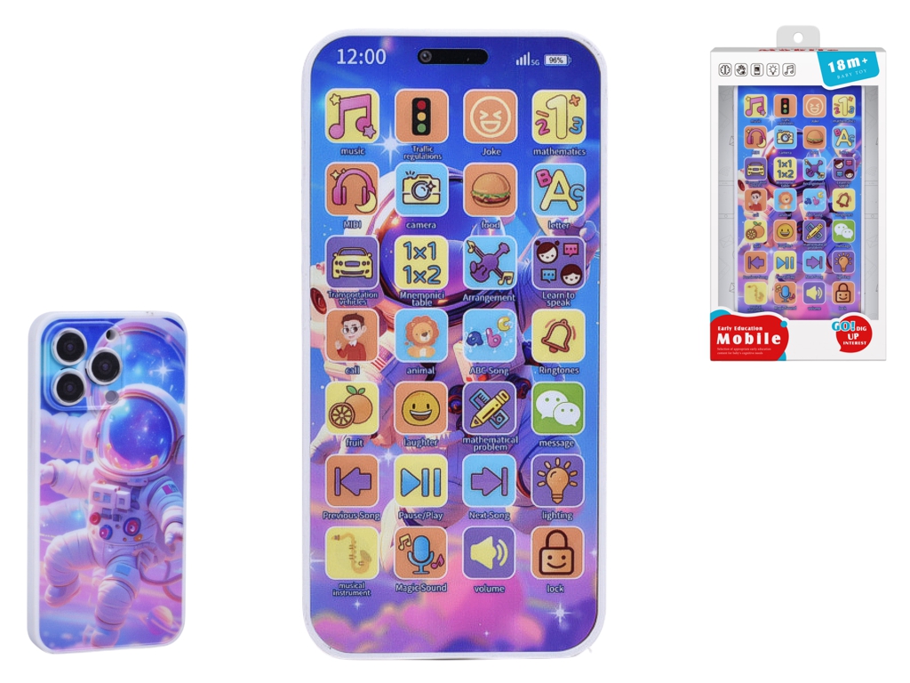 Детский обучающий телефон Космонавт Early Education Mobile, 15,5 см, звук и свет