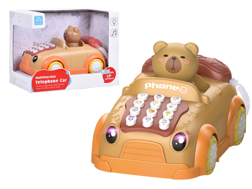 Детский телефон-машинка Капибара Telephone Car, 16,8 см, кнопки и звуковые эффекты